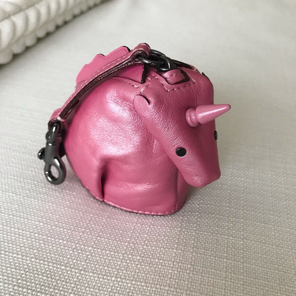 Coach Uni Coin Case, Pink Leather Unicorn Bag Charm Coin Case - Picture 2 of 16